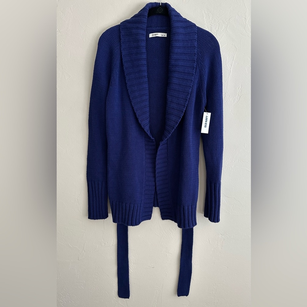 Old Navy Blue Sweater Open Tie Cardigan NEW NWT